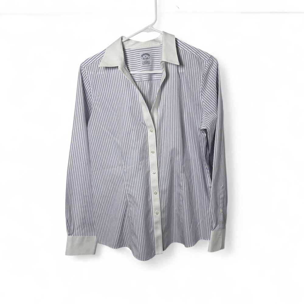 Brooks Brothers Women's Fitted Long Sleeve Button Up Shirt  Non Iron Stretch 12